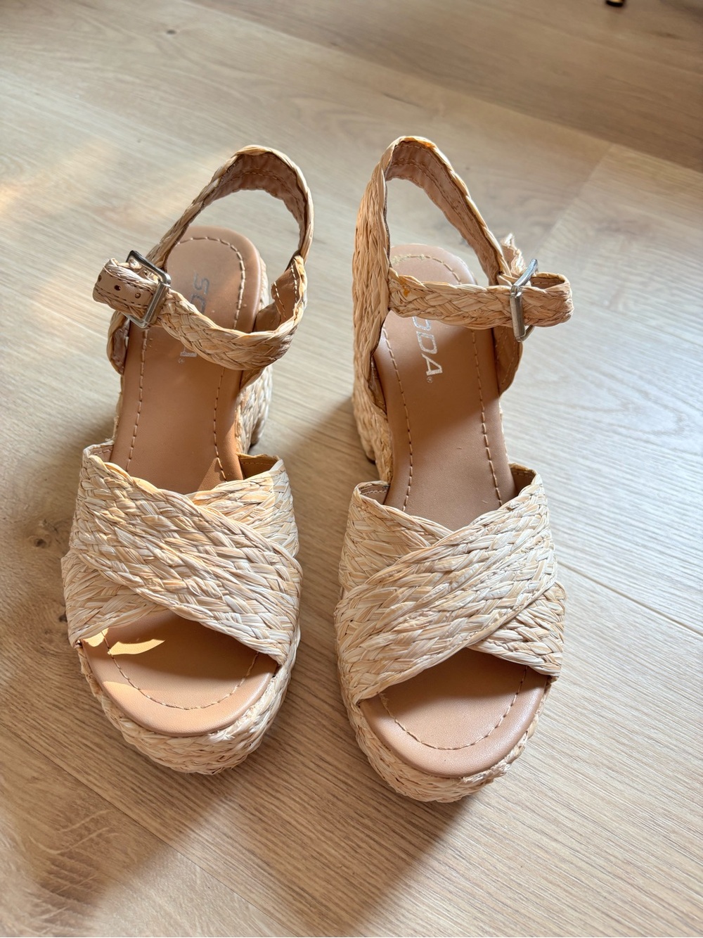 Woven Espadrille Wedge Sandals - Natural